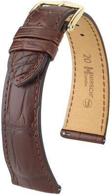 Leder-Uhrenarmband Hirsch London L 04207019NQ-1, braun, Alligatorleder, Länge L