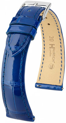 Lederband Hirsch London L 04207082-2, blau, Alligatorleder, Länge L, Quick Release