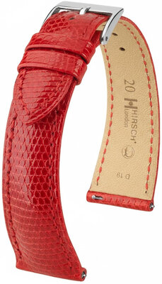 Lederband Hirsch London L 04266020-2, rot, Eidechsenleder, Länge L, Quick Release
