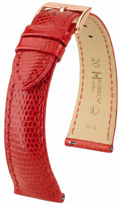 Lederband Hirsch London L 04266020-7, rot, Eidechsenleder, Länge L, Quick Release