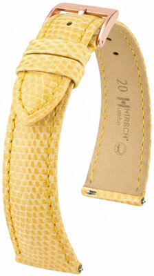 Lederband Hirsch London L 04266073-7, gelb, Eidechsenleder, Länge L, Quick Release