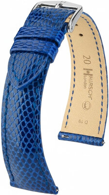 Lederband Hirsch London L 04266085-2, blau, Eidechsenleder, Länge L, Quick Release
