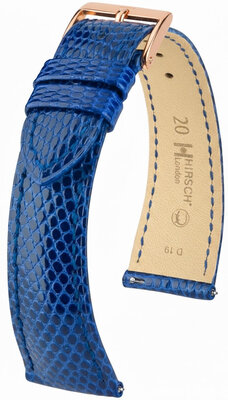 Lederband Hirsch London L 04266085-7, blau, Eidechsenleder, Länge L, Quick Release