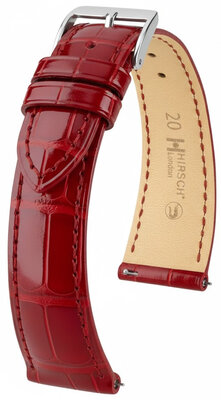 Lederband Hirsch London L 04307020-2, rot, Alligatorleder, Länge L, Quick Release