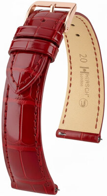 Lederband Hirsch London L 04307020-7, rot, Alligatorleder, Länge L, Quick Release