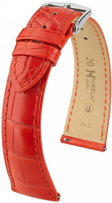 Lederband Hirsch London L 04307029-2, rot, Alligatorleder, Länge L, Quick Release