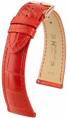 Lederband Hirsch London L 04307029-7, rot, Alligatorleder, Länge L, Quick Release