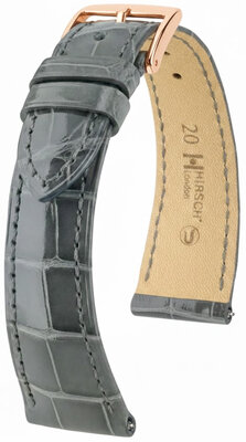 Lederband Hirsch London L 04307030-7, grau, Alligatorleder, Länge L, Quick Release
