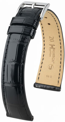 Lederband Hirsch London L 04307050-2, schwarz, Alligatorleder, Länge L, Quick Release