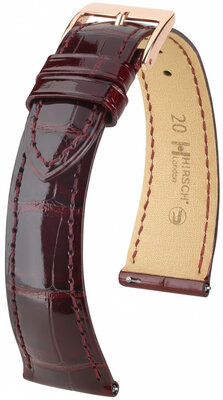 Leder-Uhrenarmband Hirsch London L 04307060-7, rot, Alligatorleder, Länge L, Quick Release