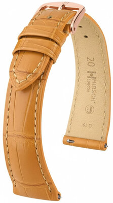 Lederband Hirsch London L 04307075-7, braun, Alligatorleder, Länge L, Quick Release
