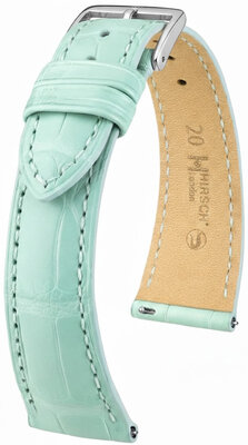 Leder-Uhrenarmband Hirsch London L 04307081-2, blau, Alligatorleder, Länge L, Quick Release