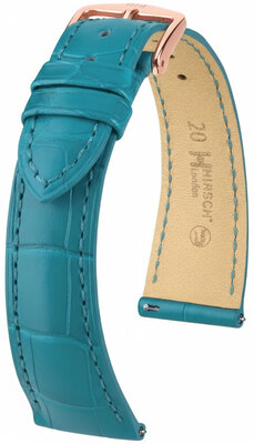 Leder-Uhrenarmband Hirsch London L 04307083-7, blau, Alligatorleder, Länge L, Quick Release