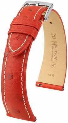 Lederband Hirsch Massai Ostrich 04262121-2, Rot, Straußenhaut, Quick Release