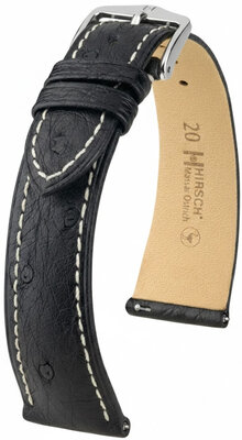 Lederband Hirsch Massai Ostrich 04262151-2, schwarz, Straußenhaut, Quick Release