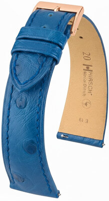 Lederband Hirsch Massai Ostrich 04262185-7, Blau, Straußenhaut, Quick Release
