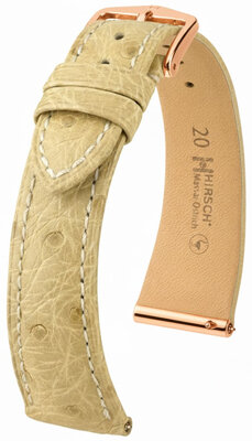 Lederband Hirsch Massai Ostrich 04262190-7, Beige, Straußenhaut, Quick Release