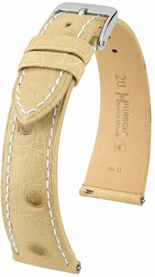 Lederband Hirsch Massai Ostrich 04262191-2, Beige, Straußenhaut, Quick Release