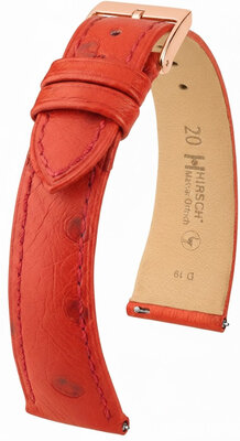 Lederband Hirsch Massai Strauß L 04262020-7, rot, Straußenleder, Länge L, Quick Release