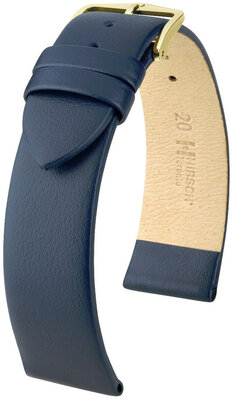 Leder-Uhrenarmband Hirsch Toronto L 03702080NQ-1, blau, Kalbsleder, Länge L