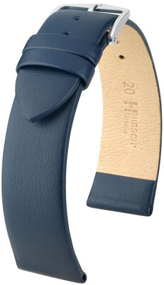 Leder-Uhrenarmband Hirsch Toronto L 03702080NQ-2, blau, Kalbsleder, Länge L