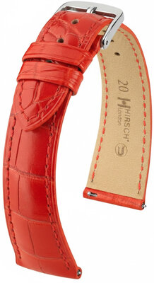 Lederband Hirsch London L 04207029-2, rot, Alligatorleder, Länge L, Quick Release
