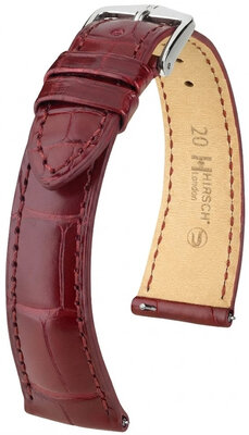 Lederband Hirsch London L 04207069-2, rot, Alligatorleder, Länge L, Quick Release