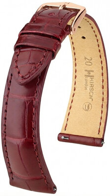 Uhrenarmband Hirsch London L 04207069-7, rot, Alligatorleder, Länge L, Quick Release