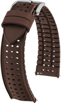 Kautschuk-Uhrenarmband Hirsch NYAD M 0921099110-2, braun, Naturkautschuk, Länge M, Quick Release