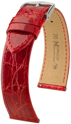 Lederband Hirsch Genuine Croco 01808120-2, Rot, Krokodilhaut, Quick Release