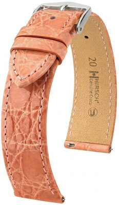 Leder-Uhrenarmband Hirsch Genuine Croco L 01808022-2, orange, Krokodilleder, Länge L, Quick Release