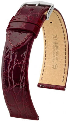 Leder-Uhrenarmband Hirsch Genuine Croco L 01808060-2, rot, Krokodilleder, Länge L, Quick Release