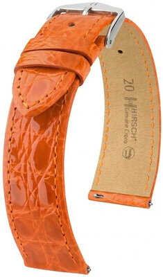 Leder-Uhrenarmband Hirsch Genuine Croco L 01808076-2, orange, Krokodilleder, Länge L, Quick Release