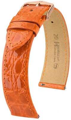 Leder-Uhrenarmband Hirsch Genuine Croco L 01808076-7, orange, Krokodilleder, Länge L, Quick Release