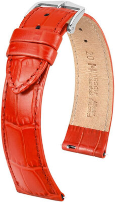 Leder-Uhrenarmband Hirsch Louisianalook L 03427020-2, rot, Kalbsleder, Länge L, Quick Release