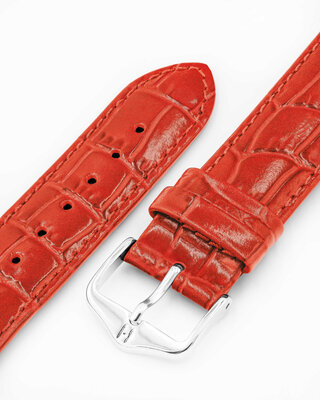 Leder-Uhrenarmband Hirsch Louisianalook L 03427020-2, rot, Kalbsleder, Länge L, Quick Release