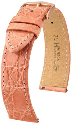 Lederband Hirsch Genuine Croco 01808122-7, Rosa, Krokodilhaut, Quick Release