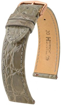 Lederband Hirsch Genuine Croco 01808130-7, Grau, Krokodilhaut, Quick Release