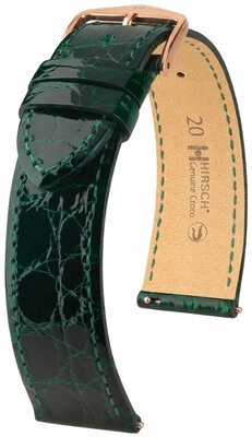 Lederband Hirsch Genuine Croco 01808140-7, Grün, Krokodilhaut, Quick Release