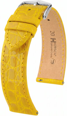 Lederband Hirsch Genuine Croco 01808172-2, Gelb, Krokodilhaut, Quick Release