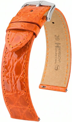 Lederband Hirsch Genuine Croco 01808176-2, orange, Krokodilhaut, Quick Release