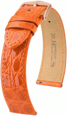 Lederband Hirsch Genuine Croco 01808176-7, orange, Krokodilhaut, Quick Release