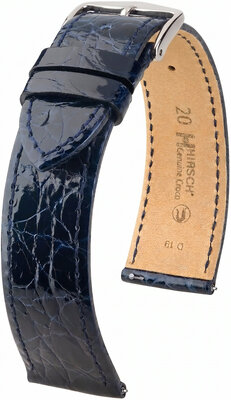 Lederband Hirsch Genuine Croco 01808180-2, Blau, Krokodilhaut, Quick Release