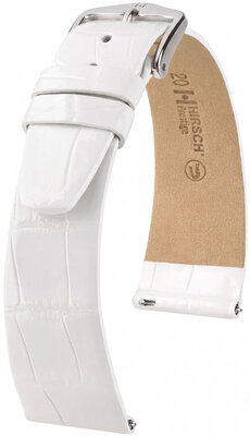 Lederband Hirsch Prestige 02207100-2, Weiß, Alligatorenhaut, Quick Release