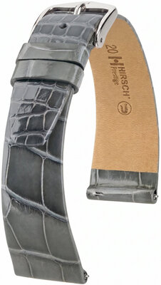 Lederband Hirsch Prestige 02207130-2, Grau, Alligatorenhaut, Quick Release