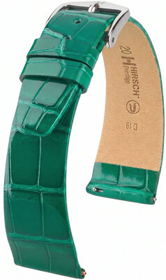 Lederband Hirsch Prestige 02207140-2, Grün, Alligatorenhaut, Quick Release