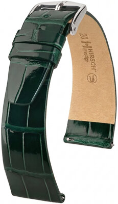 Lederband Hirsch Prestige 02207141-2, Grün, Alligatorenhaut, Quick Release