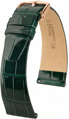 Lederband Hirsch Prestige 02207141-7, Grün, Alligatorenhaut, Quick Release