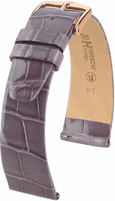 Leder-Uhrenarmband Hirsch Prestige L 02207012-7, violett, Alligatorleder, Länge L, Quick Release
