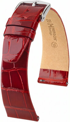Leder-Uhrenarmband Hirsch Prestige L 02207020-2, rot, Alligatorleder, Länge L, Quick Release